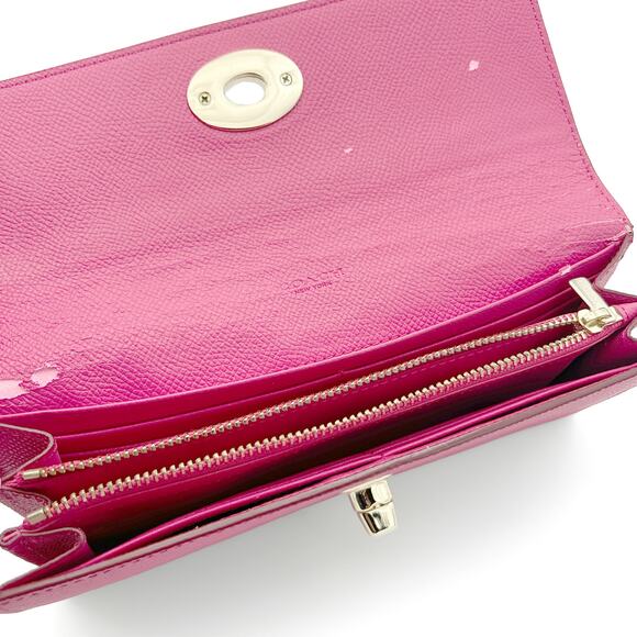 COACH Embossed Textured/Crossgrain Leather Slim Envelope Wallet F52345 (Fuchsia) - Picture 9 of 12